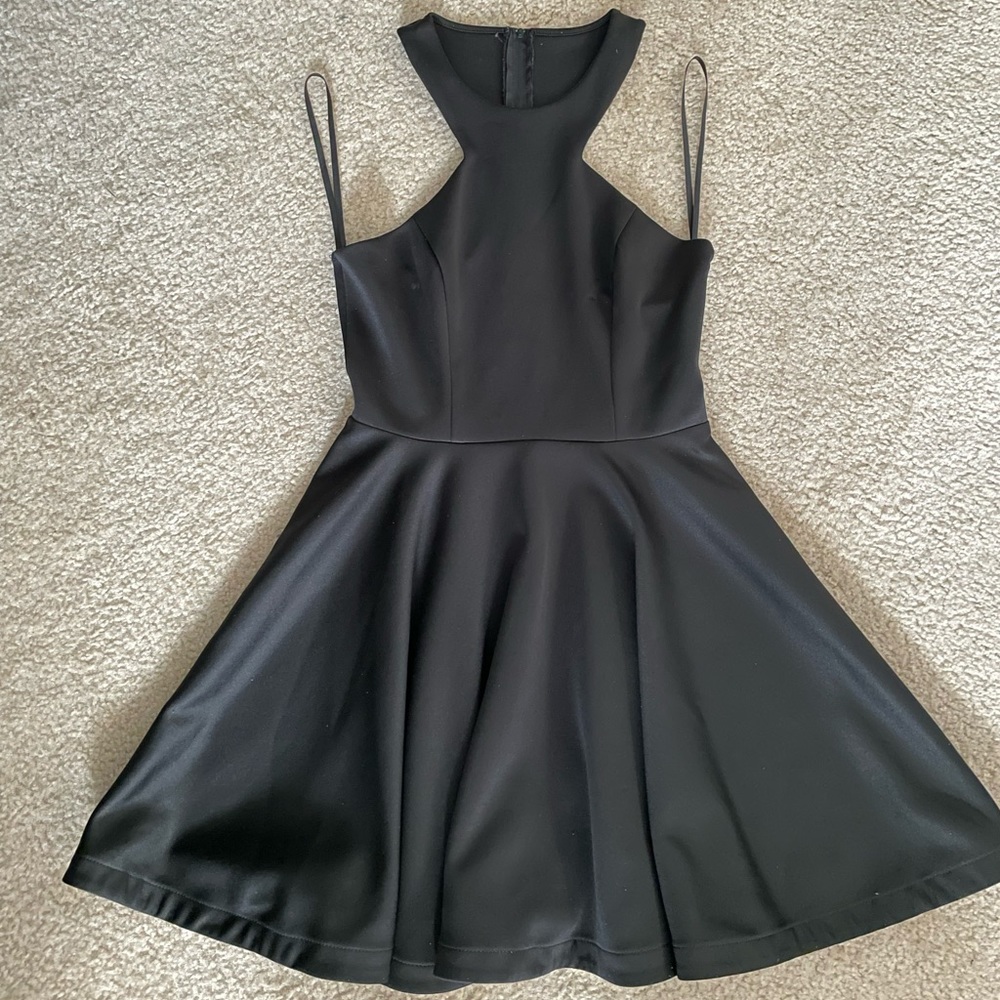 B Darlin Little Black Dress High Neck w/ Circle Skirt Size 7/8